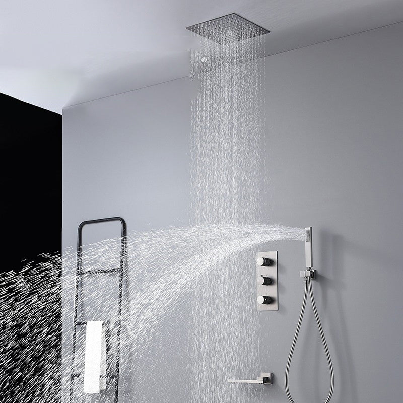 Modern Shower System Ceiling Mounted Square Dual Shower Head Shower Set