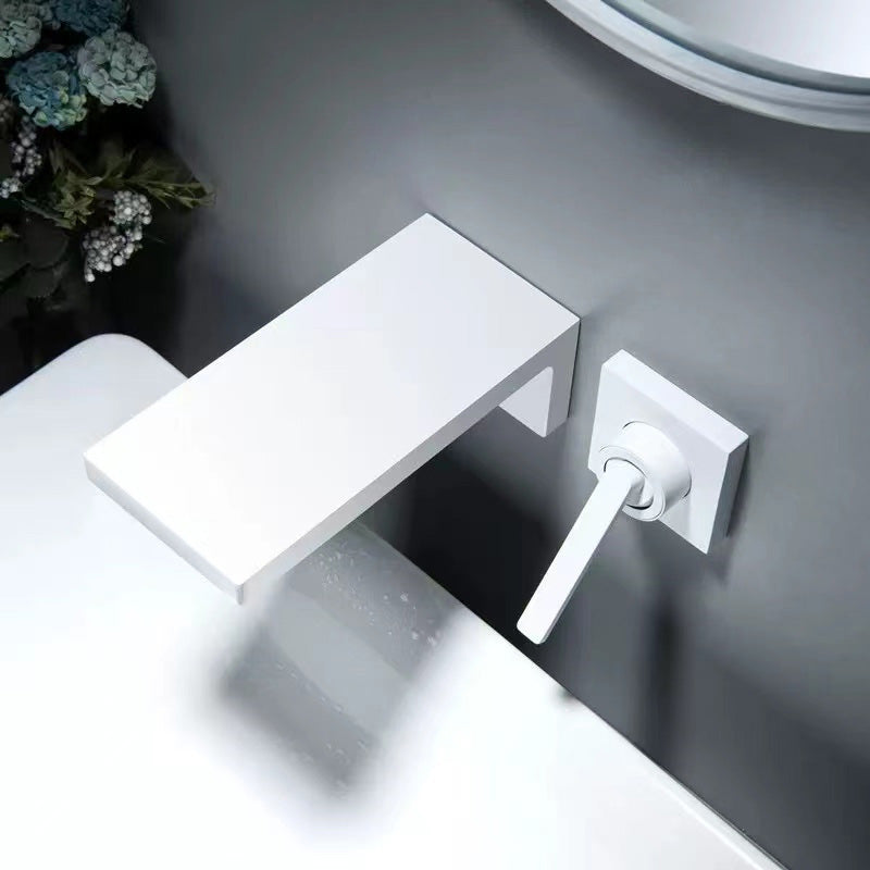Wall Mounted Bathroom Faucet Waterfall Spout with Lever Handle
