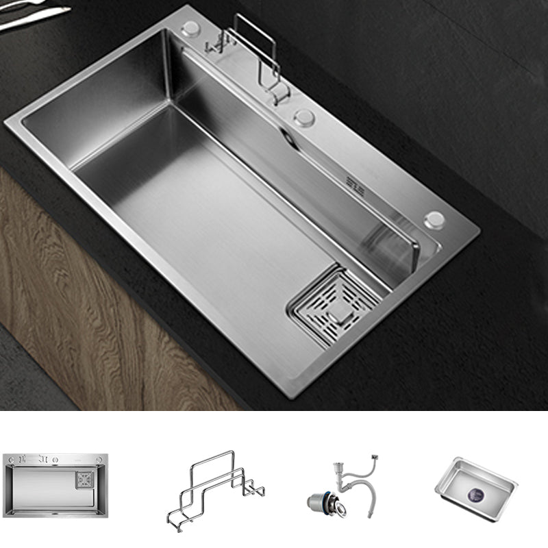 Modern Kitchen Sink Single Bowl Overflow Hole Stainless Steel Workstation Sink with Faucet