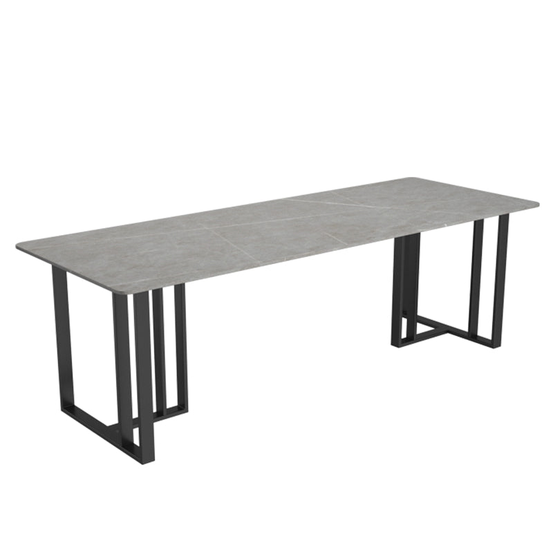 Stone Modern Style Office Desk Rectangular Shape Conference Table with 2-Legs in Grey