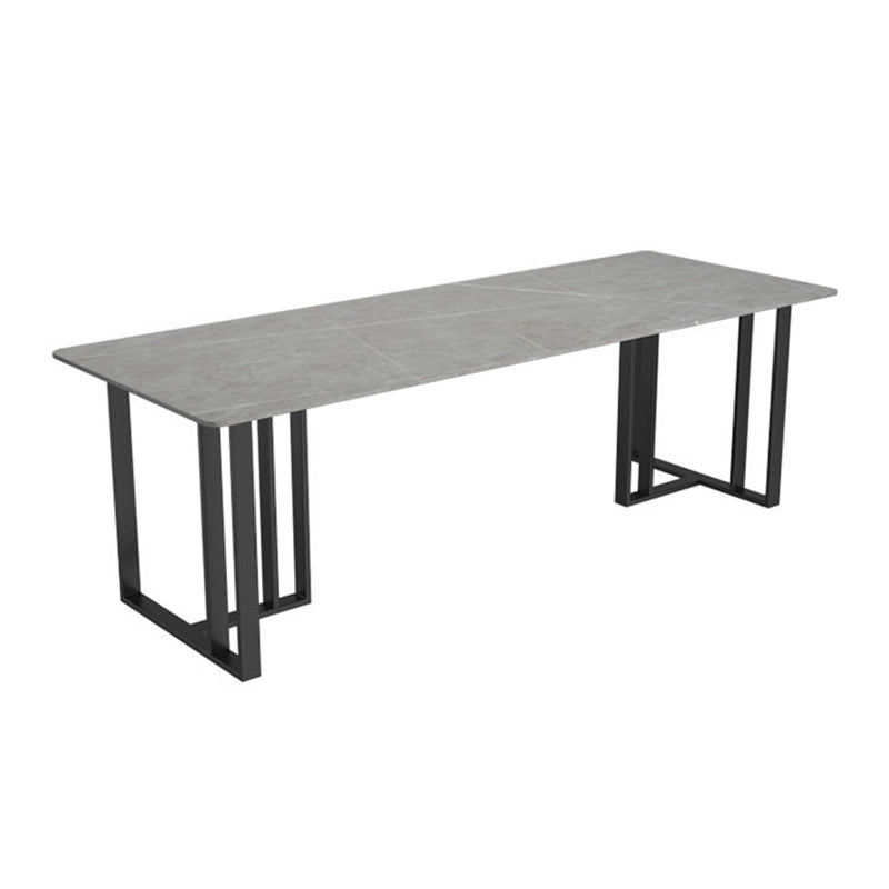 Stone Modern Style Office Desk Rectangular Shape Conference Table with 2-Legs in Grey