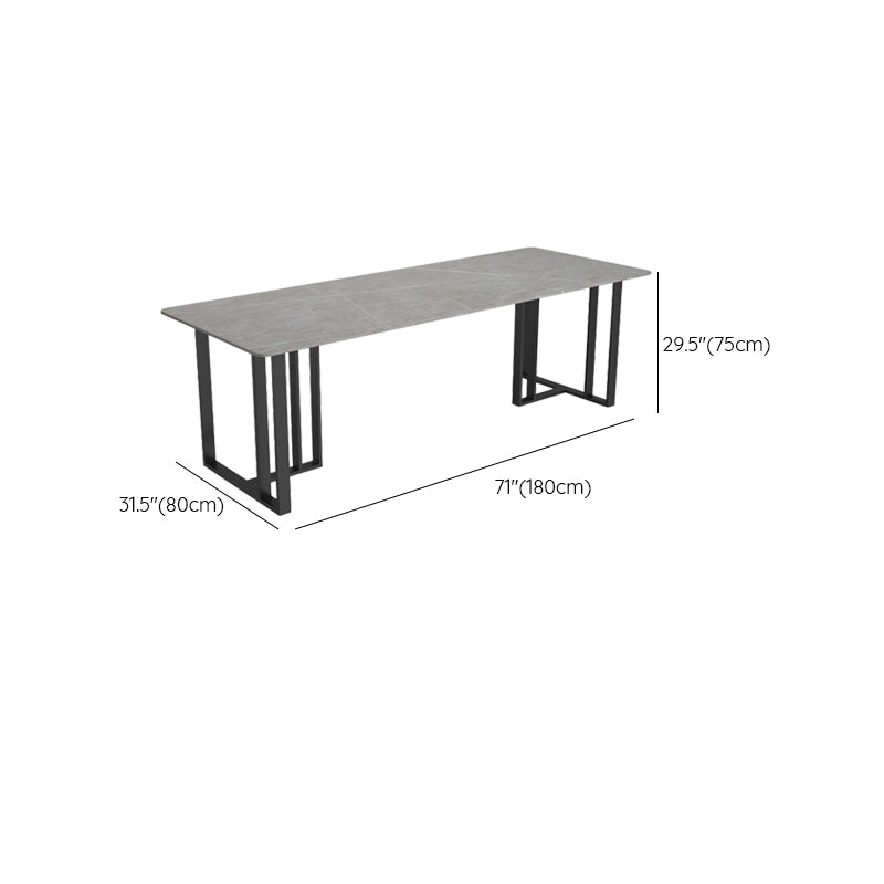 Stone Modern Style Office Desk Rectangular Shape Conference Table with 2-Legs in Grey