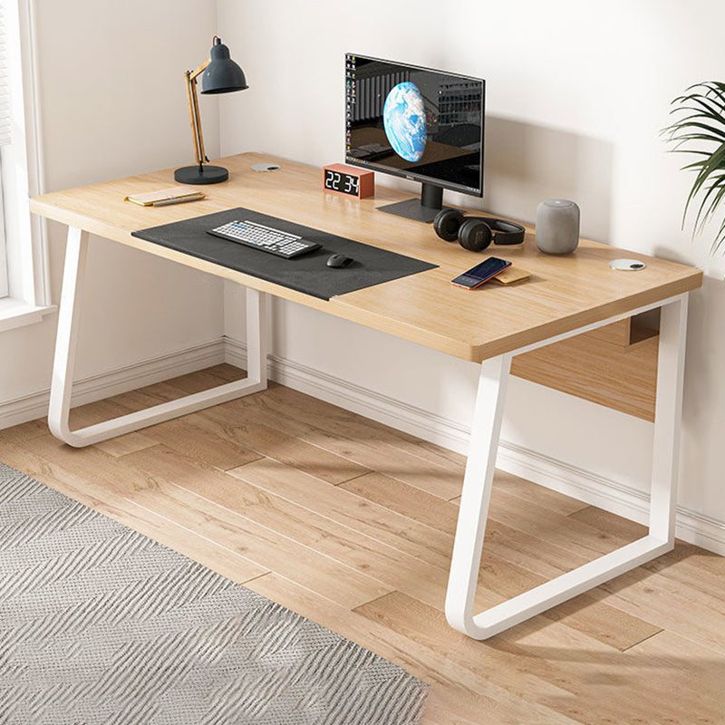 Rectangular Contemporary Office Desk Antique Finish Wooden Computer Desk with Metal Legs