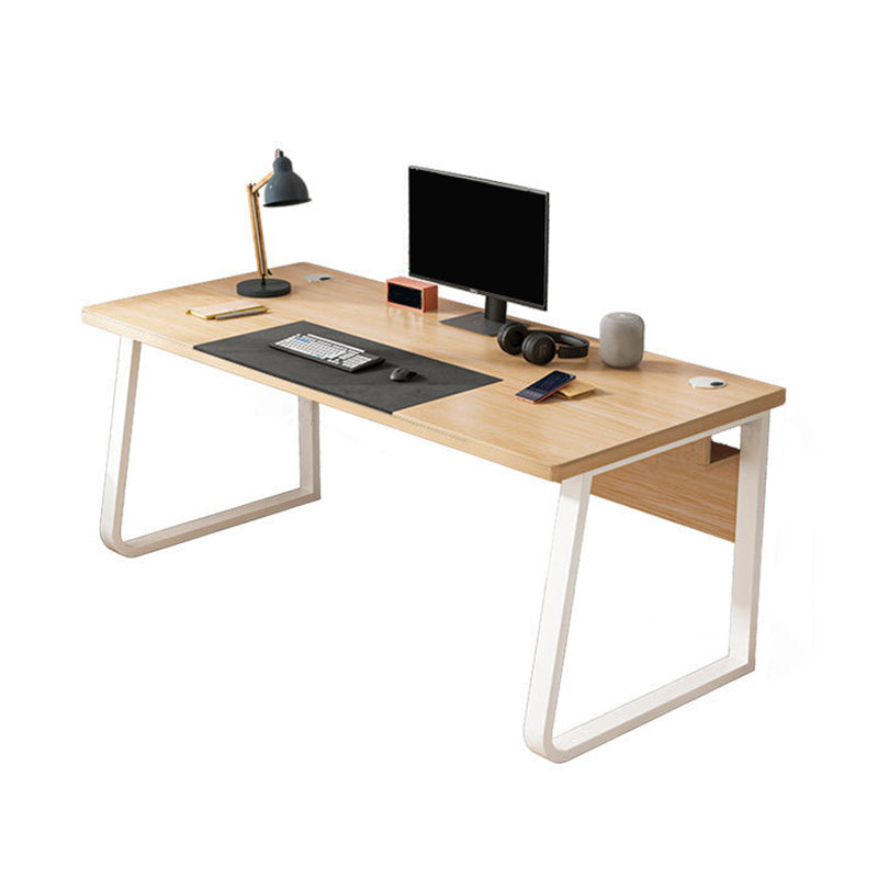 Rectangular Contemporary Office Desk Antique Finish Wooden Computer Desk with Metal Legs