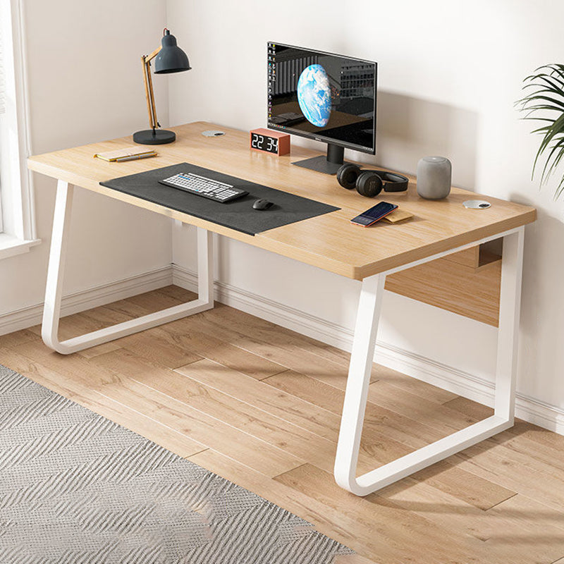 Rectangular Contemporary Office Desk Antique Finish Wooden Computer Desk with Metal Legs