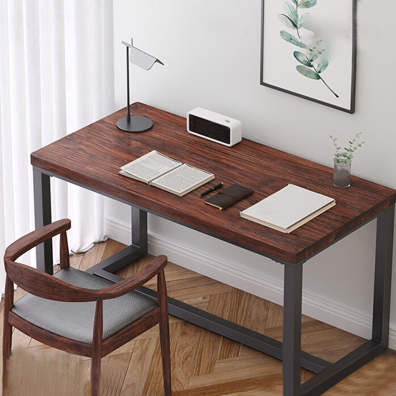 Modern Rectangular Computer Desk Antique Finish Office Desk with Metal Legs