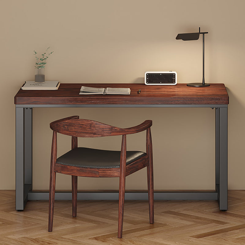 Modern Rectangular Computer Desk Antique Finish Office Desk with Metal Legs