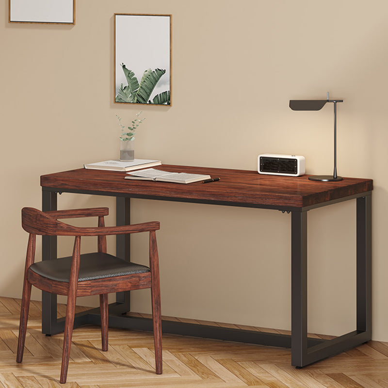 Modern Rectangular Computer Desk Antique Finish Office Desk with Metal Legs