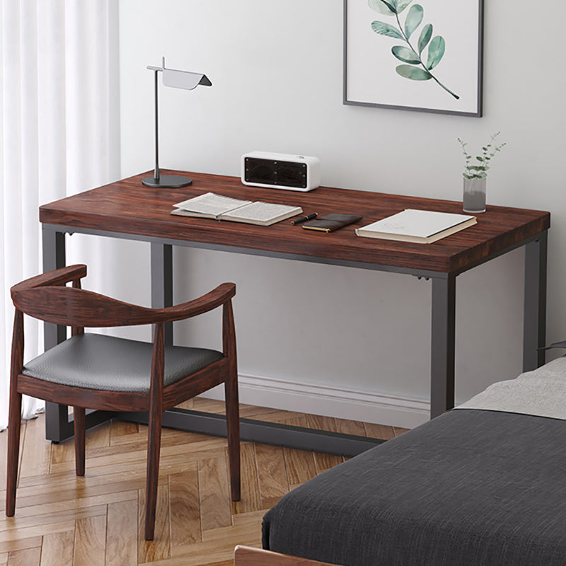 Modern Rectangular Computer Desk Antique Finish Office Desk with Metal Legs