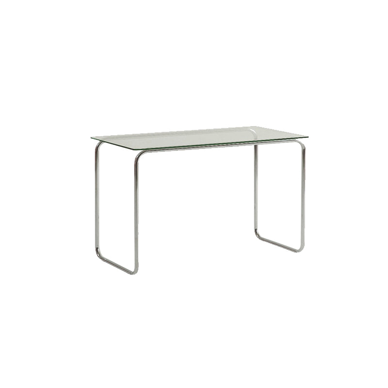 Glass Modern Style Writing Desk Rectangular Shape Task Table with 2-Legs for Home