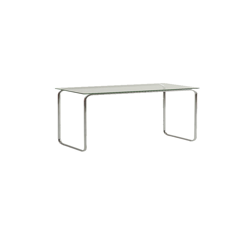 Glass Modern Style Writing Desk Rectangular Shape Task Table with 2-Legs for Home