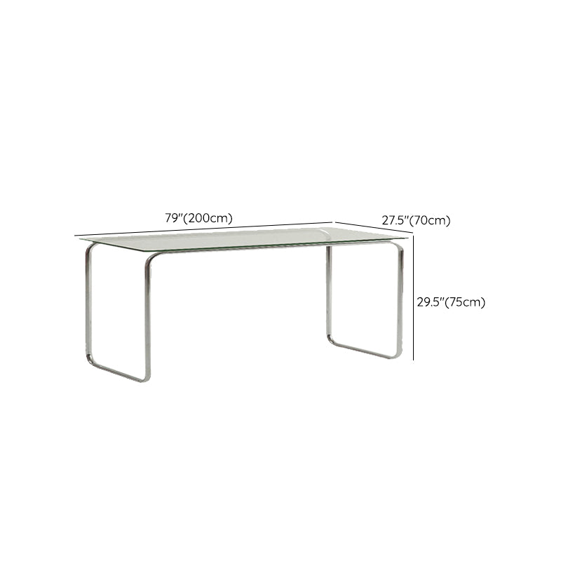 Glass Modern Style Writing Desk Rectangular Shape Task Table with 2-Legs for Home