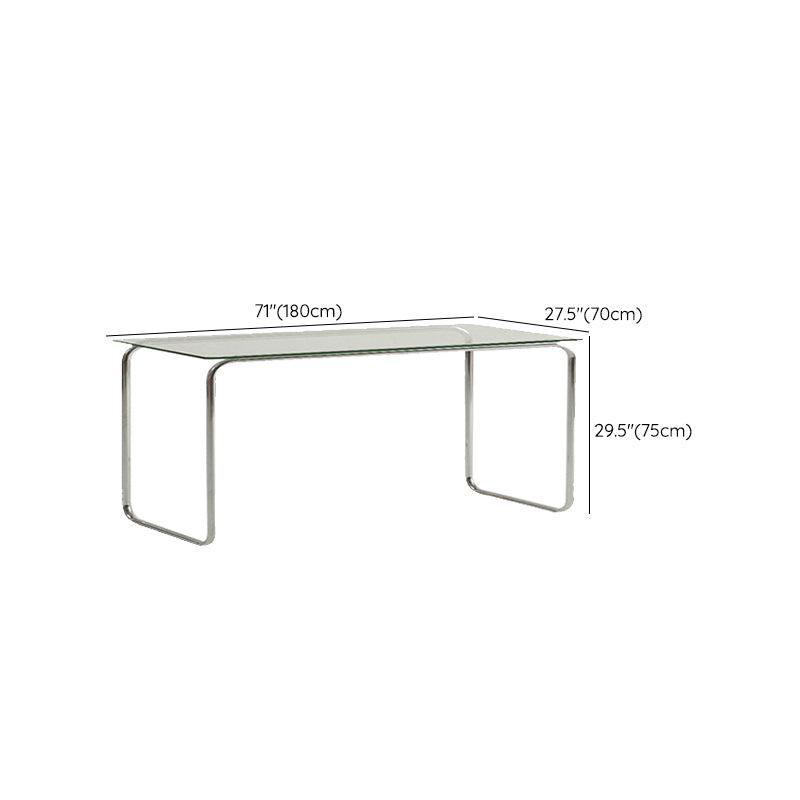 Glass Modern Style Writing Desk Rectangular Shape Task Table with 2-Legs for Home