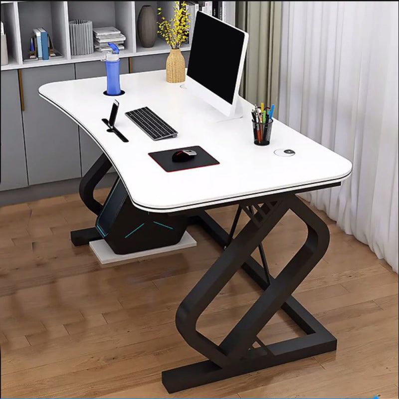 Contemporary Computer Desk Antique Finish Gaming Desk with Metal Legs