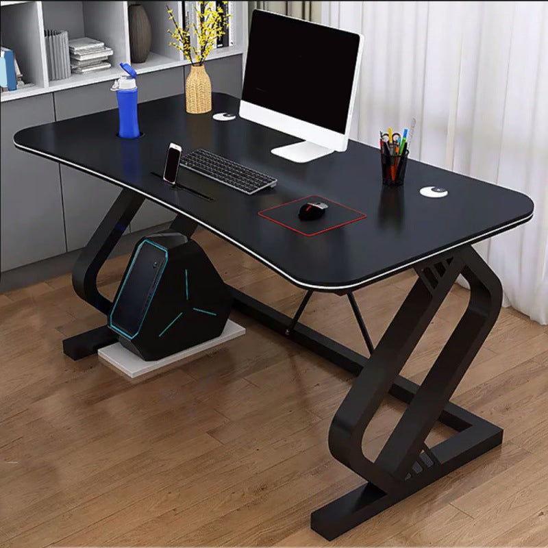 Contemporary Computer Desk Antique Finish Gaming Desk with Metal Legs