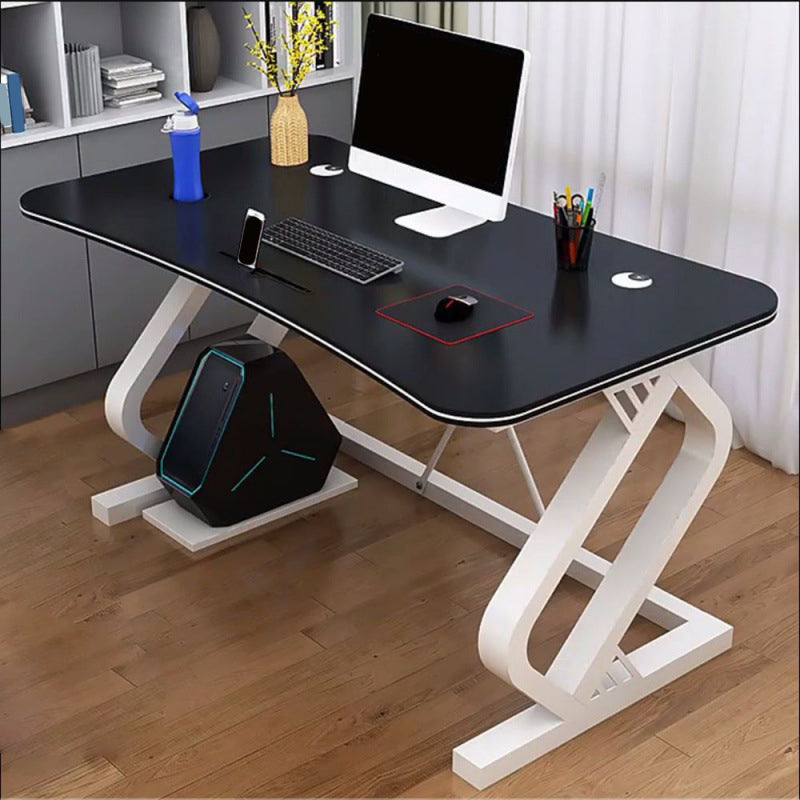 Contemporary Computer Desk Antique Finish Gaming Desk with Metal Legs