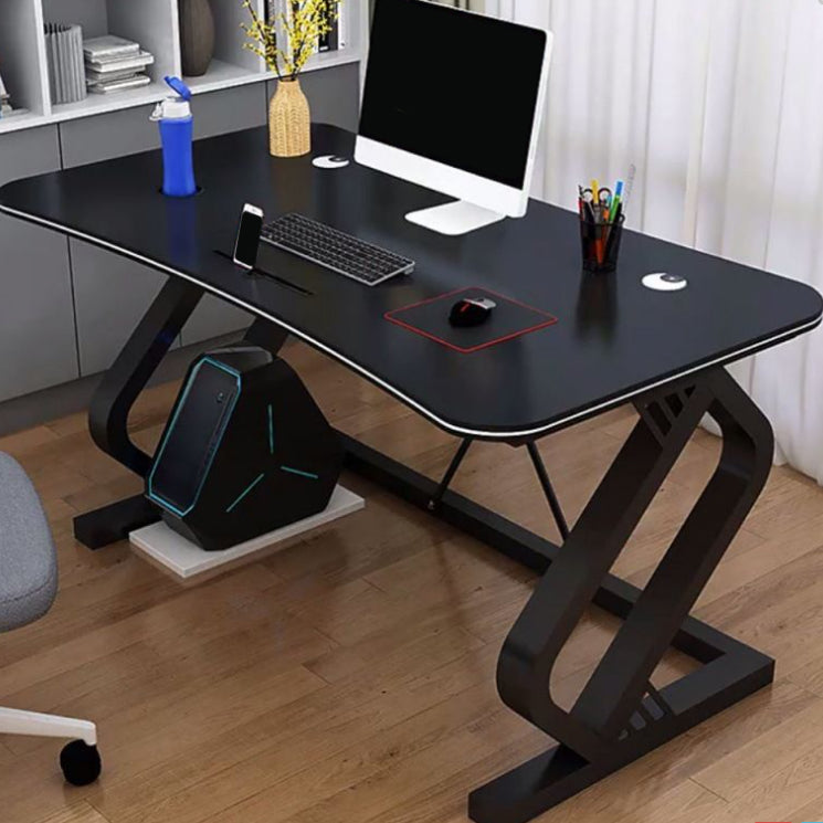 Contemporary Computer Desk Antique Finish Gaming Desk with Metal Legs