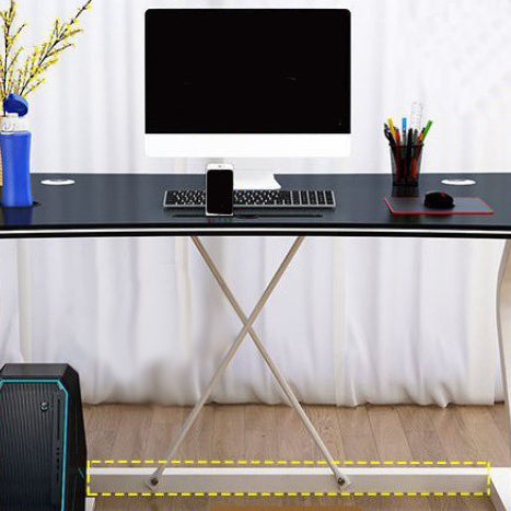 Contemporary Computer Desk Antique Finish Gaming Desk with Metal Legs