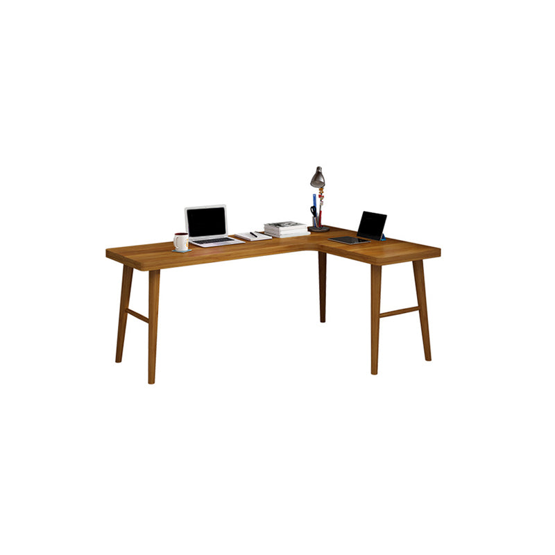 Solid Wood Corner Writing Desk Modern 29.53-inch Tall Office Desk with H-Base