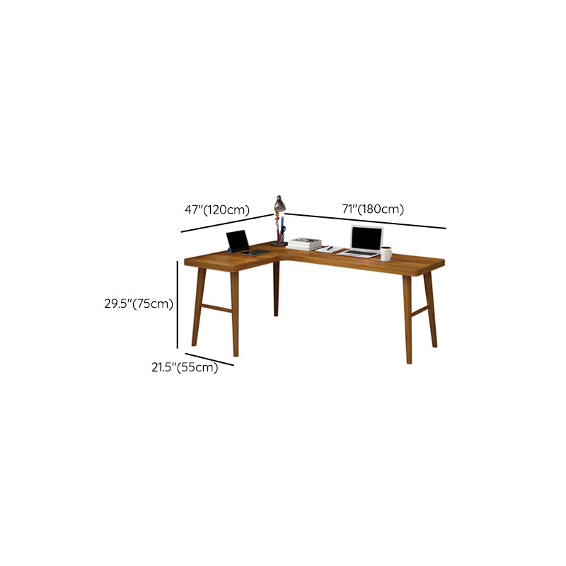 Solid Wood Corner Writing Desk Modern 29.53-inch Tall Office Desk with H-Base