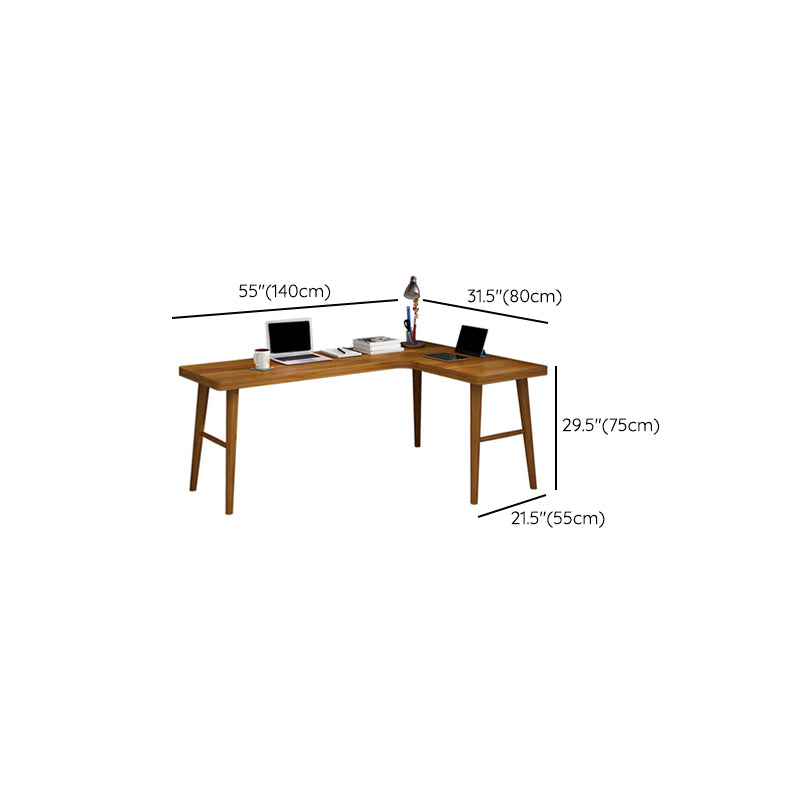 Solid Wood Corner Writing Desk Modern 29.53-inch Tall Office Desk with H-Base