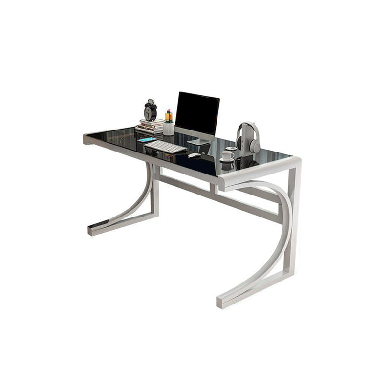 Modern Glass Office Desk Antique Finish Computer Desk with Metal Legs