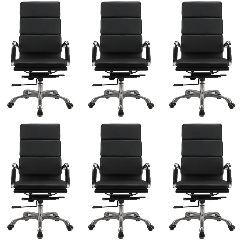 Modern Office Chair Fixed Arms Leather No Distressing Desk Chair with Wheels