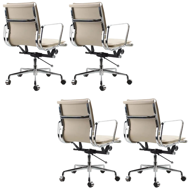 Modern Fixed Arms Office Chair Leather Adjustable Seat Height Desk Chair with Wheels