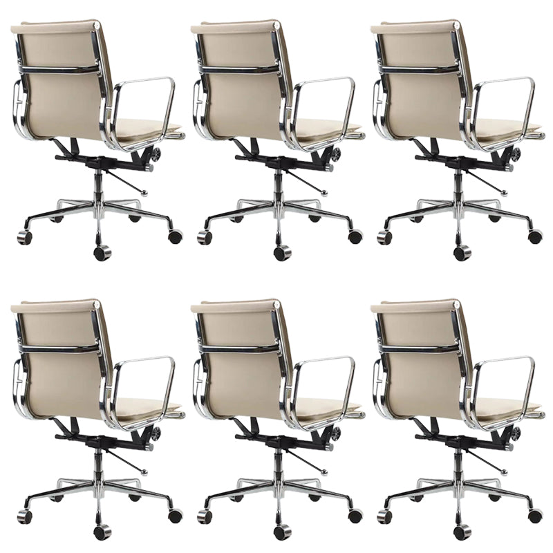 Modern Fixed Arms Office Chair Leather Adjustable Seat Height Desk Chair with Wheels