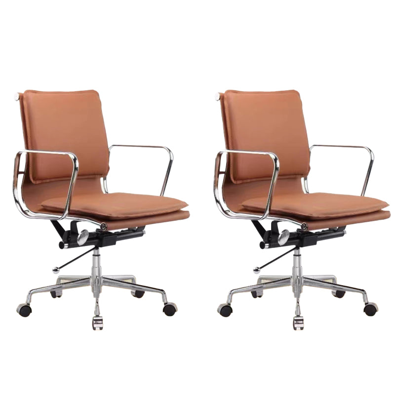 Modern Fixed Arms Office Chair Leather Adjustable Seat Height Desk Chair with Wheels