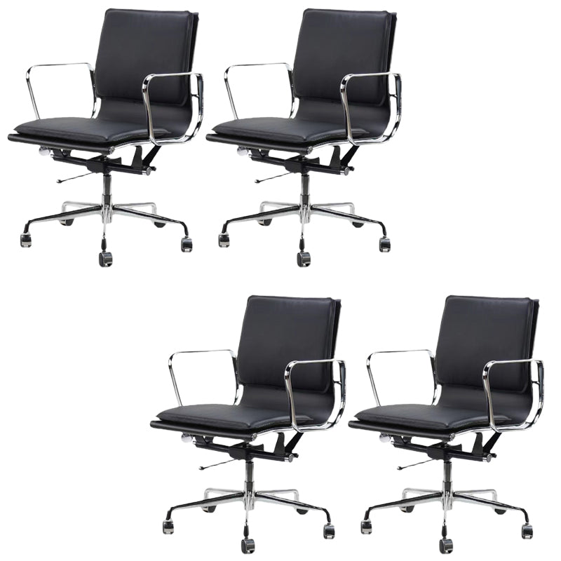 Modern Fixed Arms Office Chair Leather Adjustable Seat Height Desk Chair with Wheels