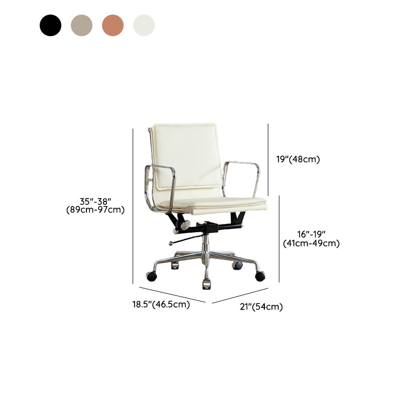 Modern Fixed Arms Office Chair Leather Adjustable Seat Height Desk Chair with Wheels