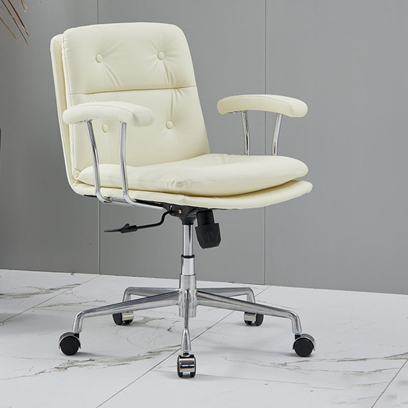 Padded Arms Chair Leather Adjustable Seat Height Desk Chair with Wheels