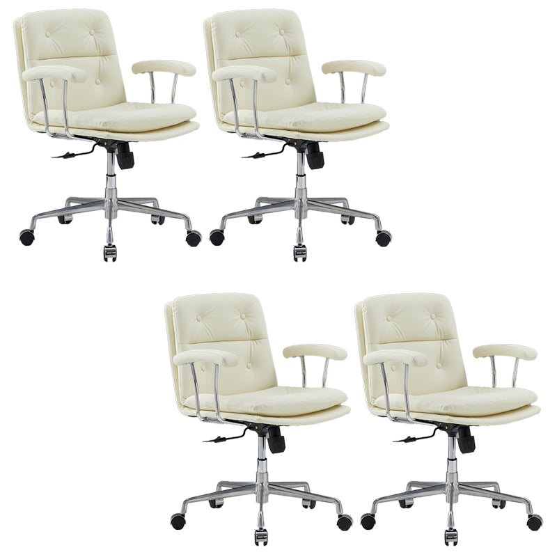 Padded Arms Chair Leather Adjustable Seat Height Desk Chair with Wheels