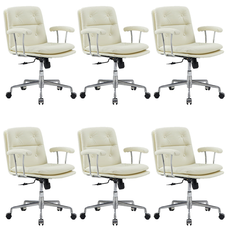 Padded Arms Chair Leather Adjustable Seat Height Desk Chair with Wheels