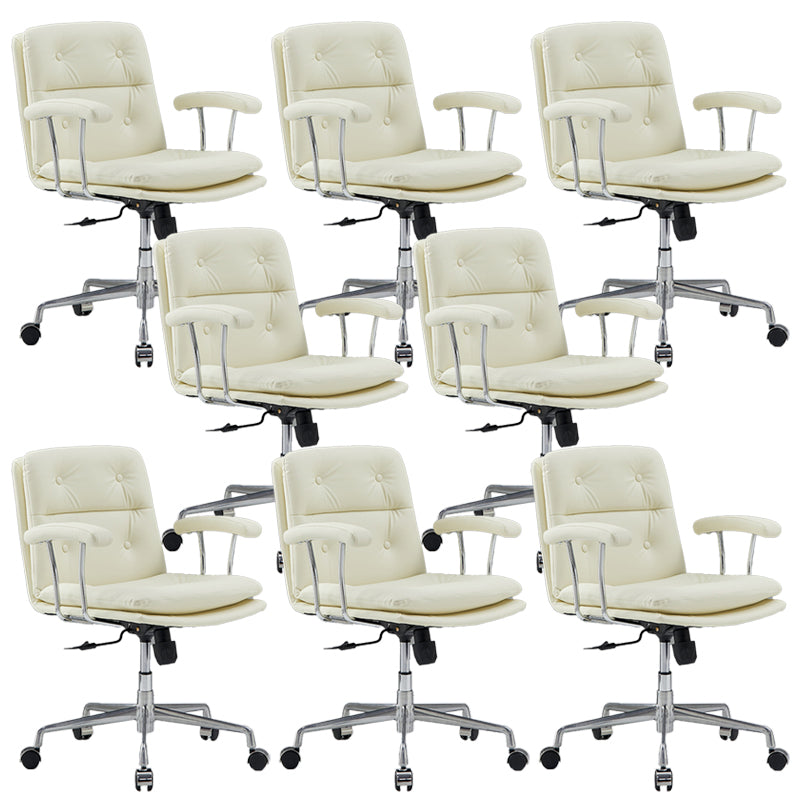 Padded Arms Chair Leather Adjustable Seat Height Desk Chair with Wheels