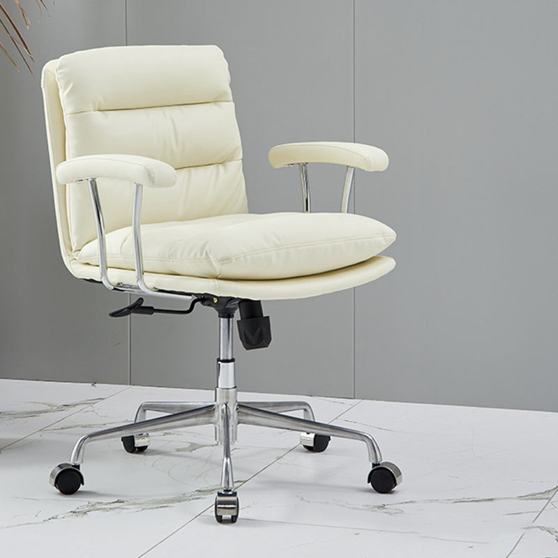 Padded Arms Chair Leather Adjustable Seat Height Desk Chair with Wheels