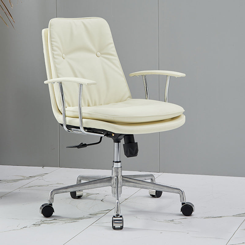 Padded Arms Chair Leather Adjustable Seat Height Desk Chair with Wheels