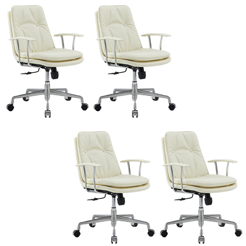 Padded Arms Chair Leather Adjustable Seat Height Desk Chair with Wheels