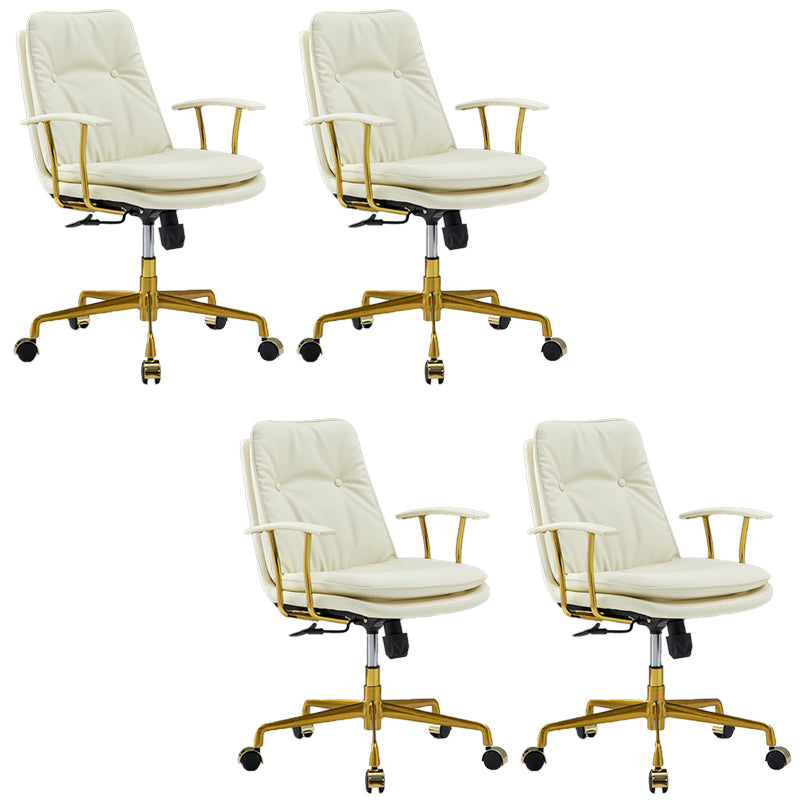 Padded Arms Chair Leather Adjustable Seat Height Desk Chair with Wheels