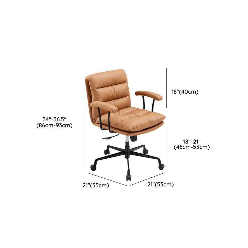 Padded Arms Chair Leather Adjustable Seat Height Desk Chair with Wheels