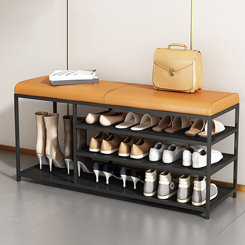 Modern Cushioned Seating Bench Rectangle Shoe Storage Entryway Bench