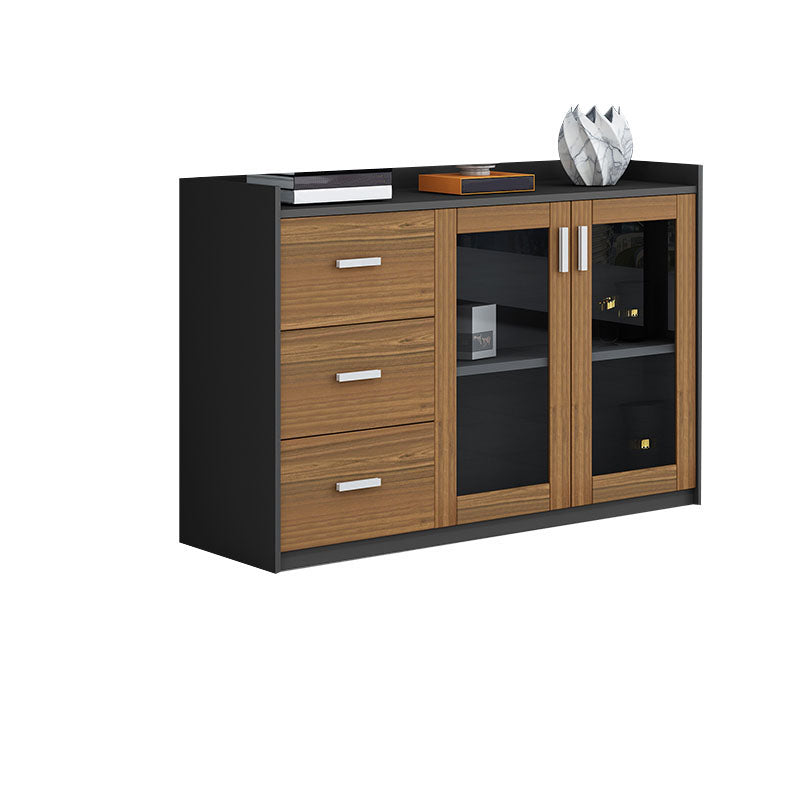 Modern Nordic File Contrast Panel Drawers Detail Wood File Cabinet