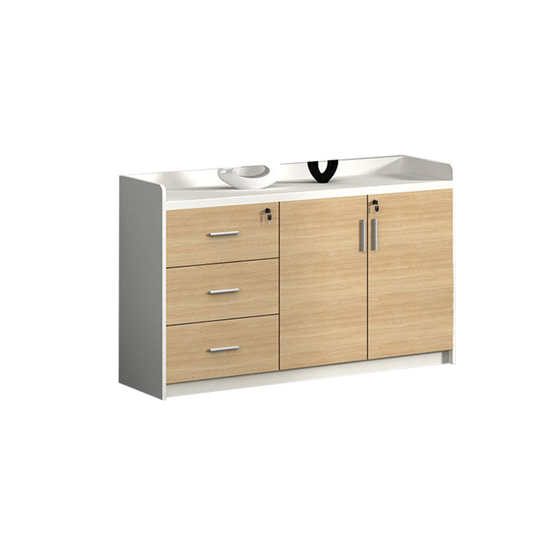 Modern Nordic File Contrast Panel Drawers Detail Wood File Cabinet