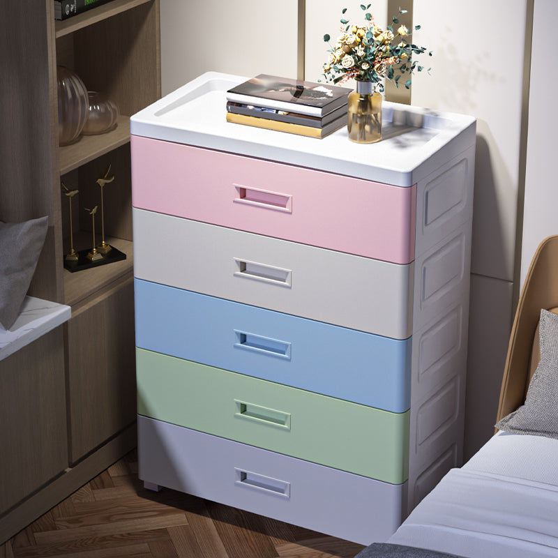 Scandinavian Plastic Kids Dressers Vertical Baby Dresser with Drawers