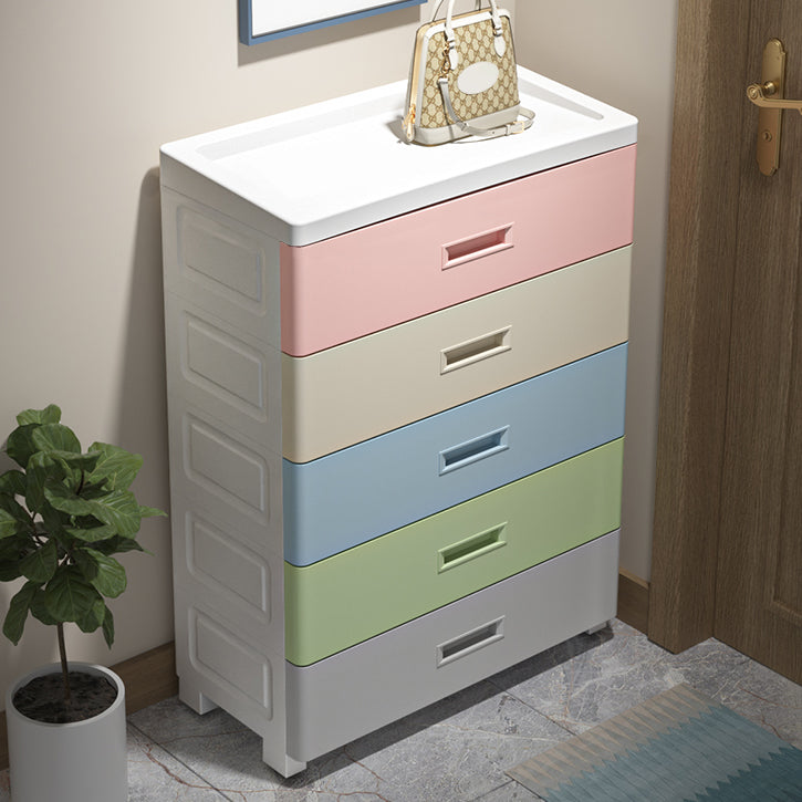 Scandinavian Plastic Kids Dressers Vertical Baby Dresser with Drawers