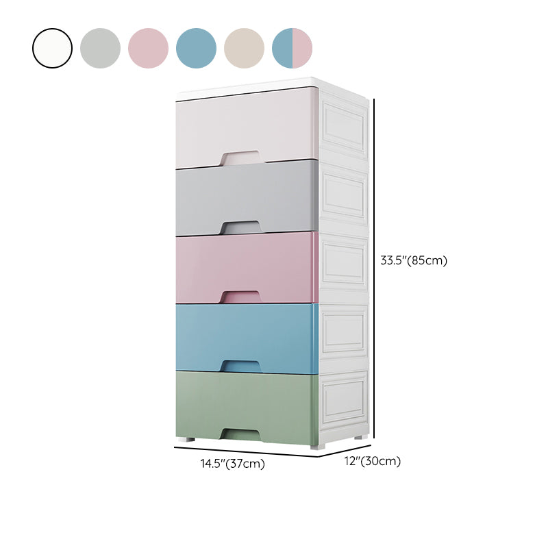 Scandinavian Kids Dresser Set Vertical Plastic Nursery Dresser with Drawers