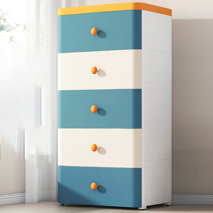 Scandinavian Kids Dresser Set Vertical Plastic Nursery Dresser with Drawers for Bedroom