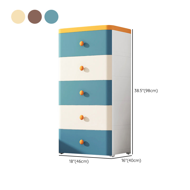 Scandinavian Kids Dresser Set Vertical Plastic Nursery Dresser with Drawers for Bedroom