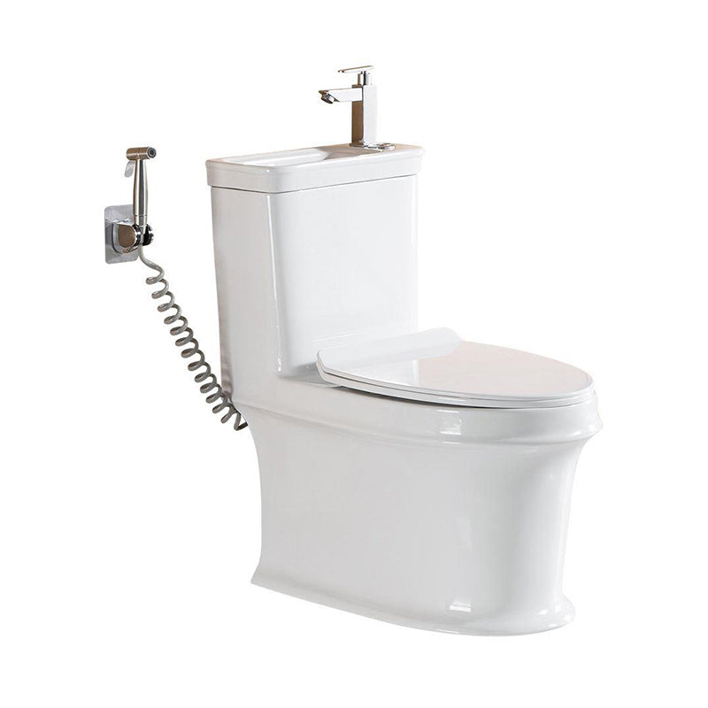 Modern Ceramic Flush Toilet Floor Mounted Toilet Bowl with Seat for Washroom